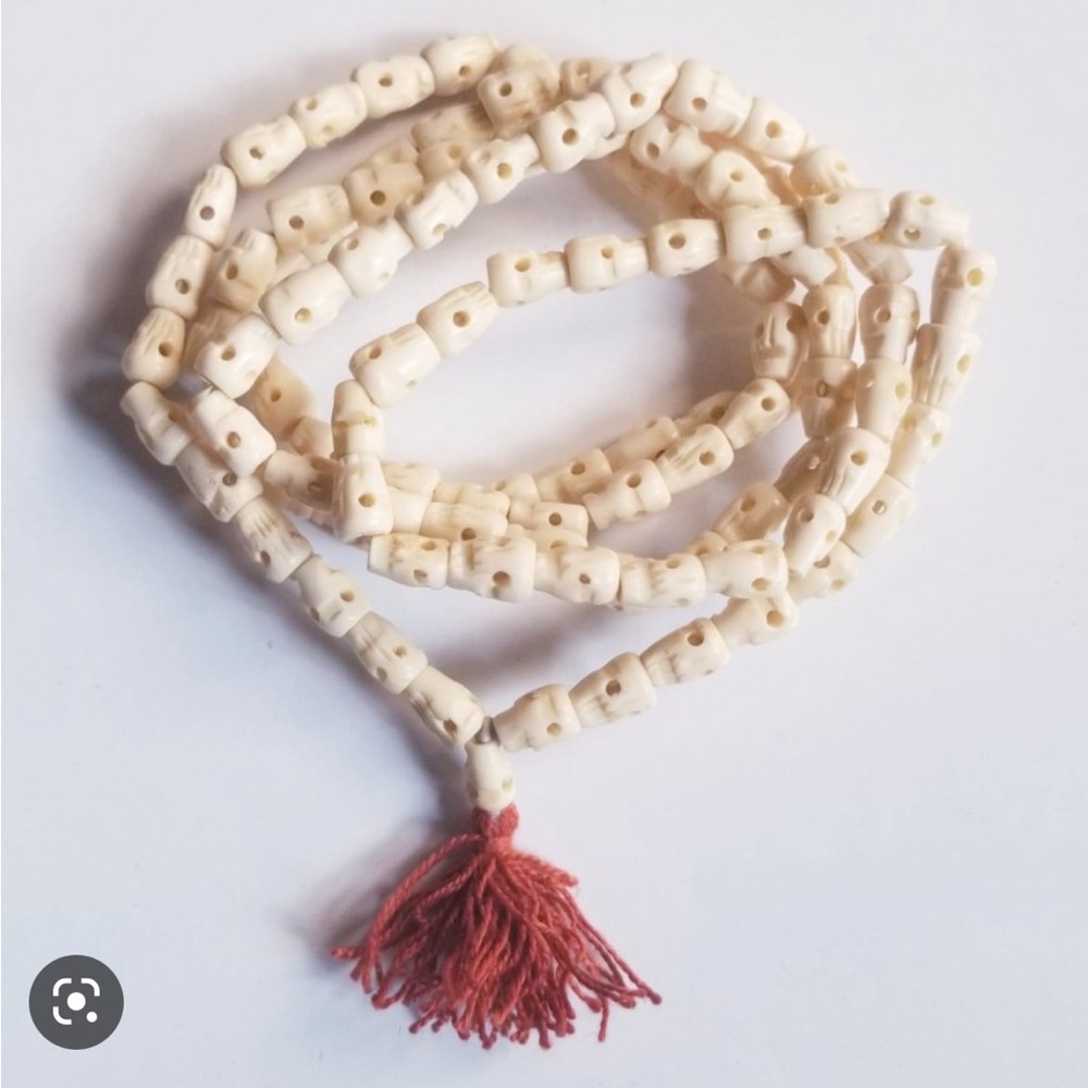 Buddhist Skull 💀 Bone Mala Necklace Spiritual Tool Meditation Japa Charged Up 💫